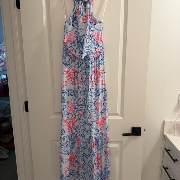 Lilly Pulitzer Montecito Coral Striped Maxi Halter Dress - Picture 8 of 10
